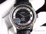 Copy Swiss Omega De Ville SS Black Leather Watch 8500 Movement